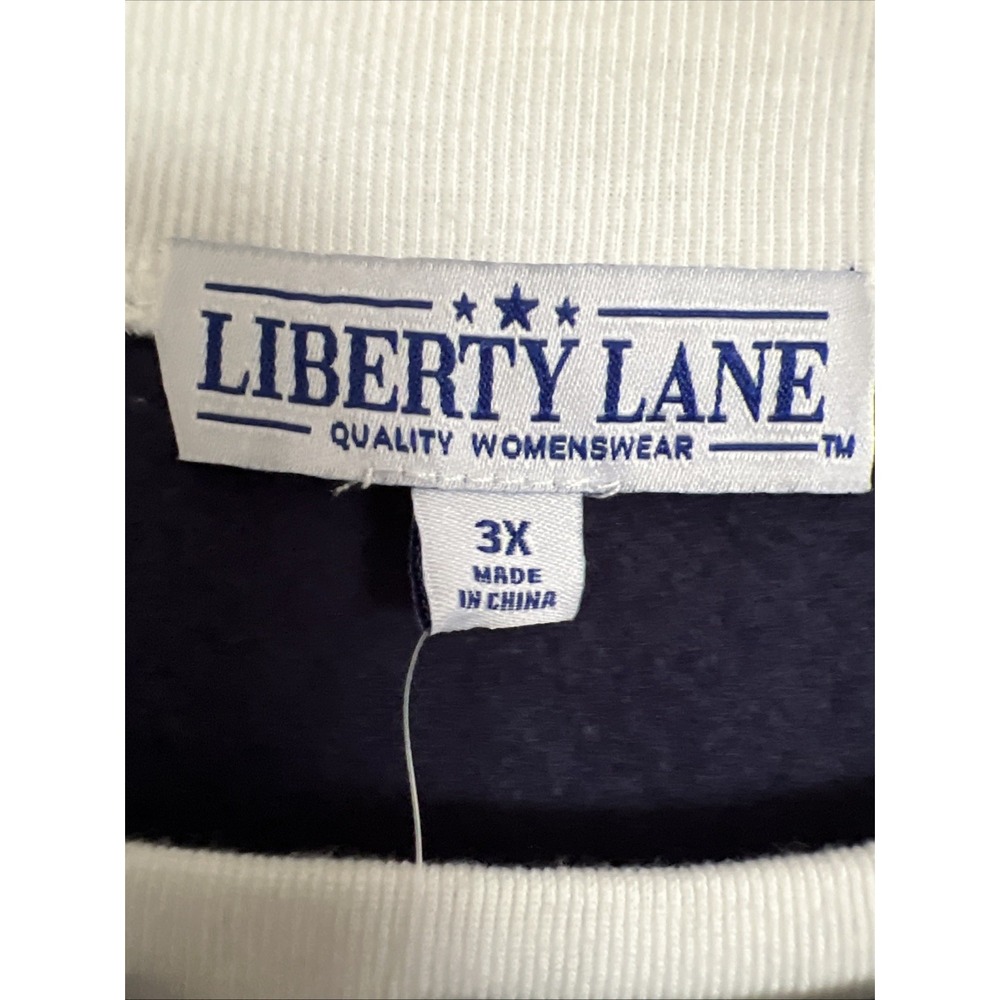 Liberty Lane Sweatshirt Plus XXXL Blue Embroidered Cottage‎ Core Granny Fall 3X - Picture 5 of 9